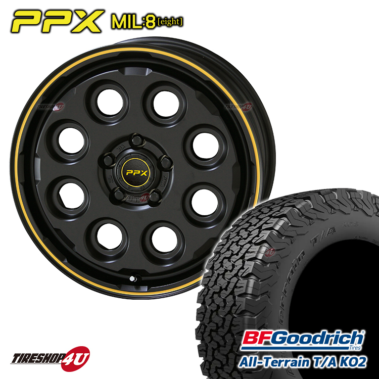 4本セット PPX MIL8 MIL:8 17x7.0J 5/114.3 +38 ブラック BFグッドリッチ オールテレーン T/A TA KO2 225/65R17 A/T AT エクストレイル NX_画像1