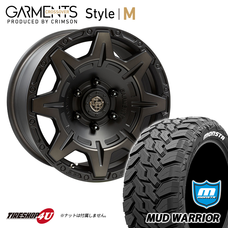 4本セット GARMENTS Style M 17X8.0J 6/139.7 +20 8J MONSTA MUD WARRIOR 265/70R17 ウェッズ ガーメンツ モンスタ ホワイトレター プラド_画像1