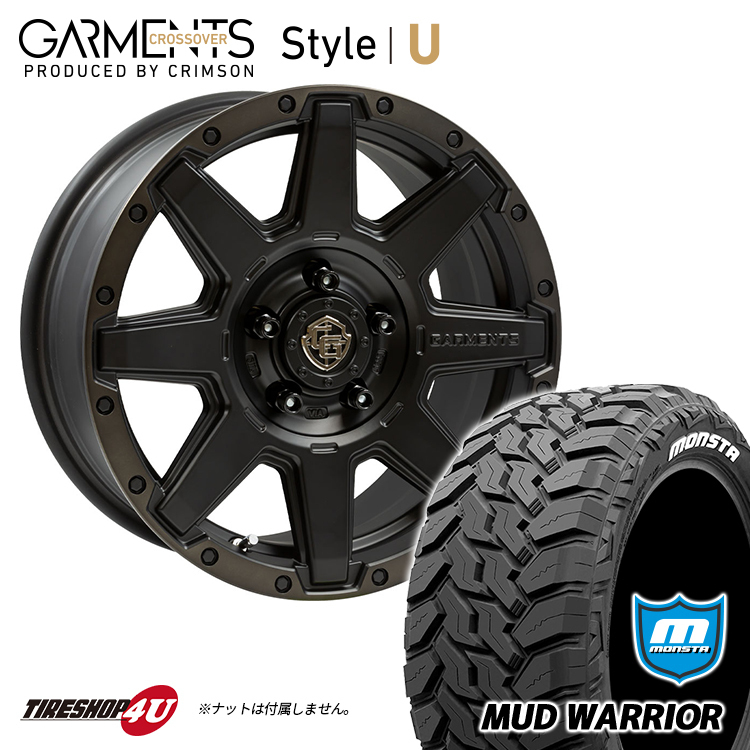 4本セット GARMENTS Style U 16X7.0J 5/114.3 +35 MONSTA MUD WARRIOR 235/70R16 WEDS ガーメンツ モンスタ ホワイトレター デリカD5 など_画像1