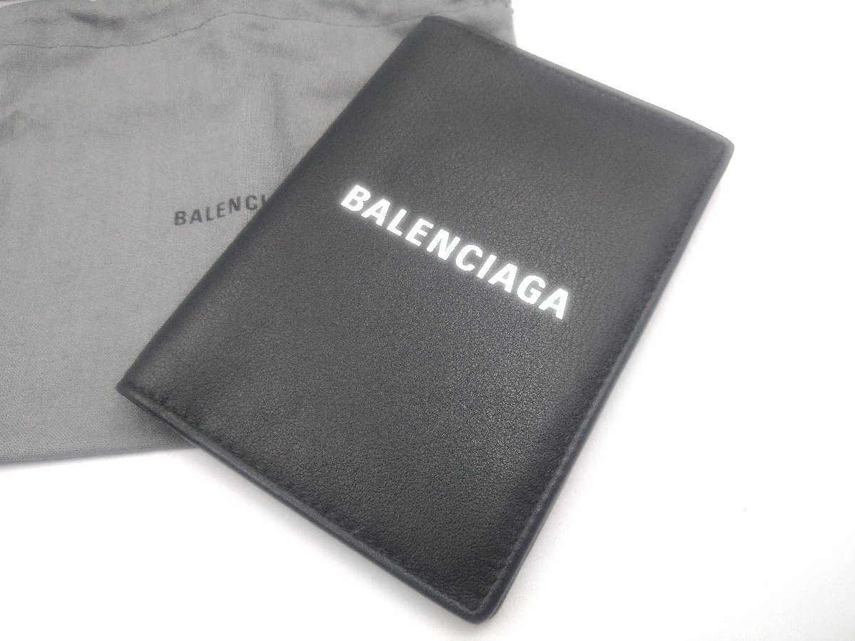 美品 BALENCIAGA/バレンシアガ エブリデイ パスポートケース 551991 ブラック レザー_画像2