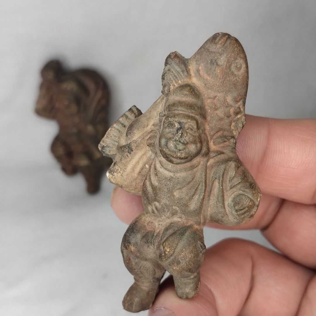 大黒様+恵比寿様 陶芸品 時代物 江戸骨董 アンティーク コレクター放出