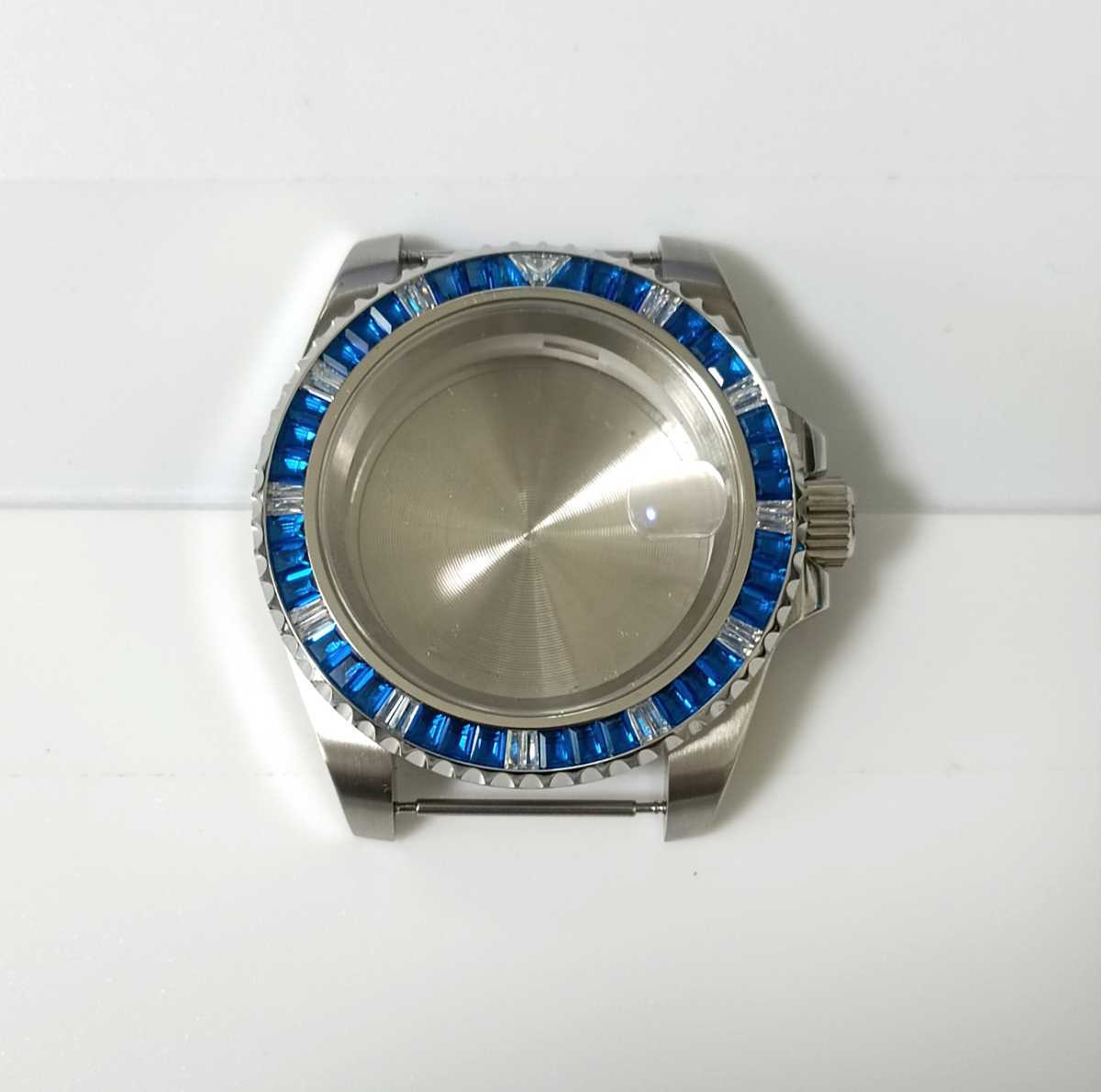 腕時計 社外品 ケース ブルー ダイヤモンドベゼル 【対応ムーブメント】SEIKO 7S26/7S36/NH35/NH36/4R36 セイコーメンズ腕時計