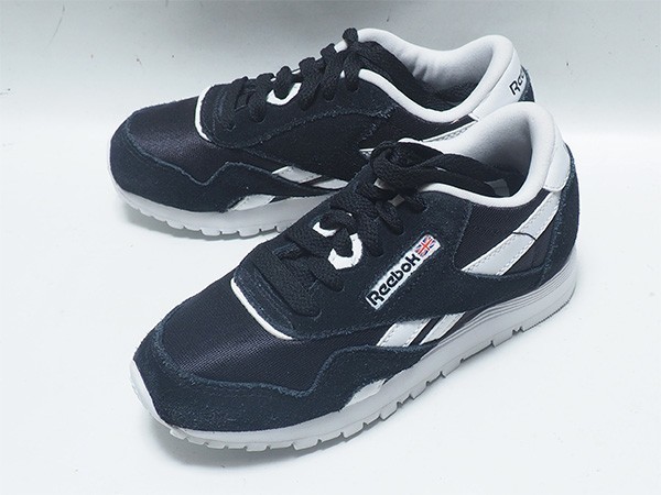 美品 リーボック クラシック 17cm ブラック CLASSIC CL NYLON スニーカー シューズ Reebok 管14403_画像2