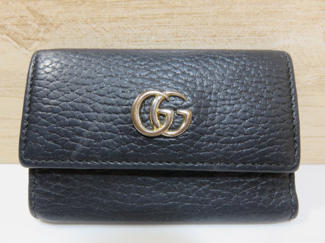 ☆GUCCI グッチ GGマーモント レザー ブラック 6連キーケース(45618