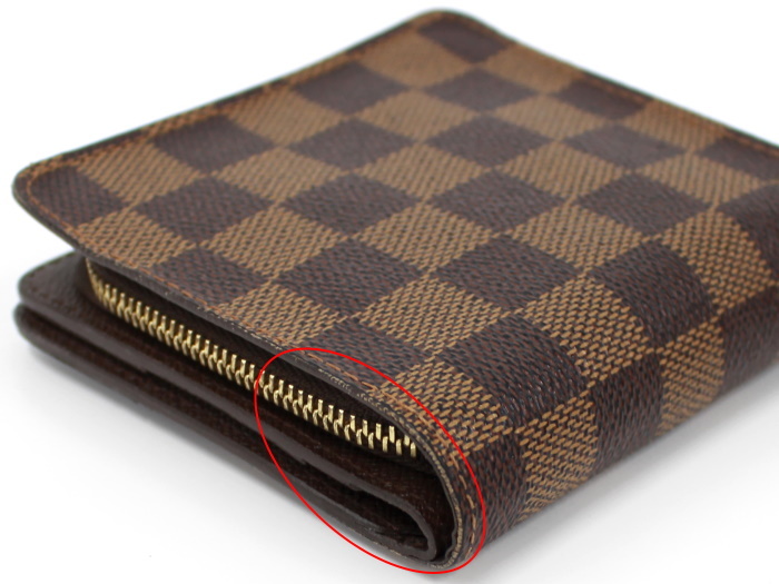 LOUIS VUITTON コンパクトジップ 二つ折り 財布 ダミエ エベヌ N61668
