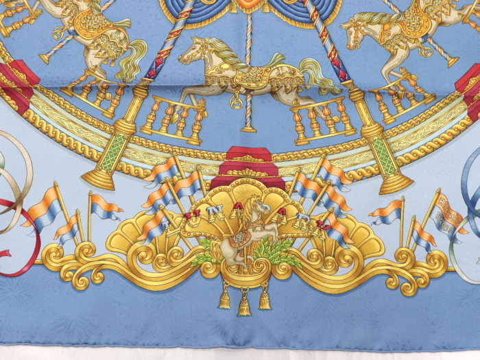 超美品HERMES カレ90 大判スカーフ 遊園地 LUNA PARK シルク100