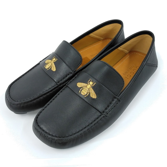 未使用 GUCCI ドライビングシューズ メンズ レザー ブラック 表記