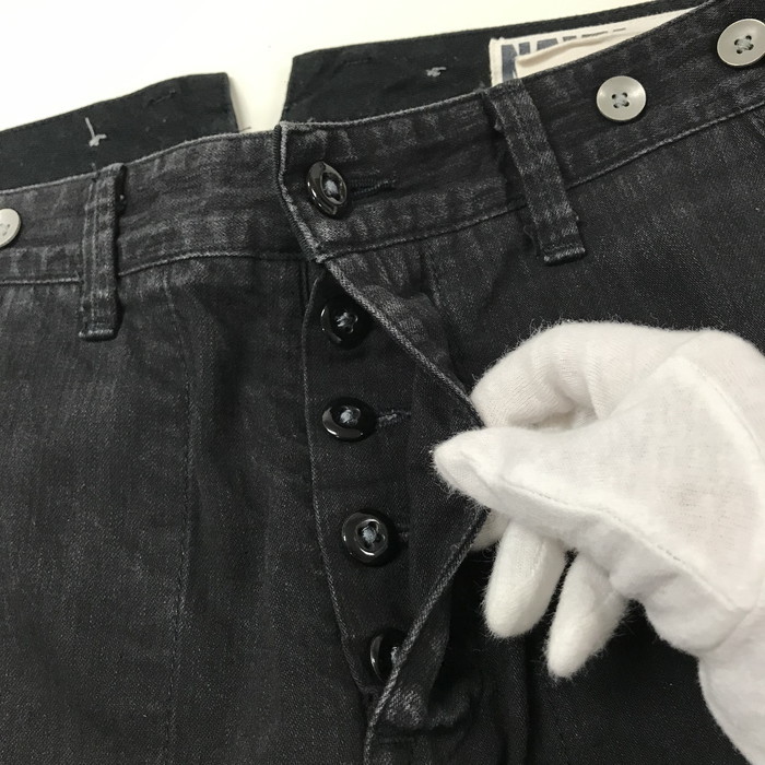 KATO NAVY&GROUND lady's pants declared size :Ss micro black cotton [jgg]