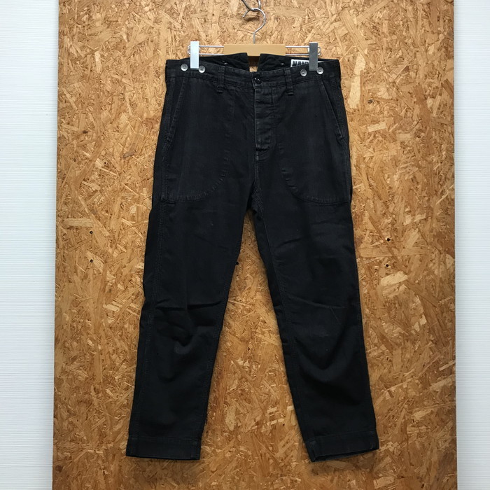 KATO NAVY&GROUND lady's pants declared size :Ss micro black cotton [jgg]