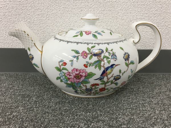 X009-H4-720 AYNSLEY エインズレイ Pembroke ペンブロック ティーポット クリーマー シュガーポット 鳥 花柄 洋食器 茶器①_画像7