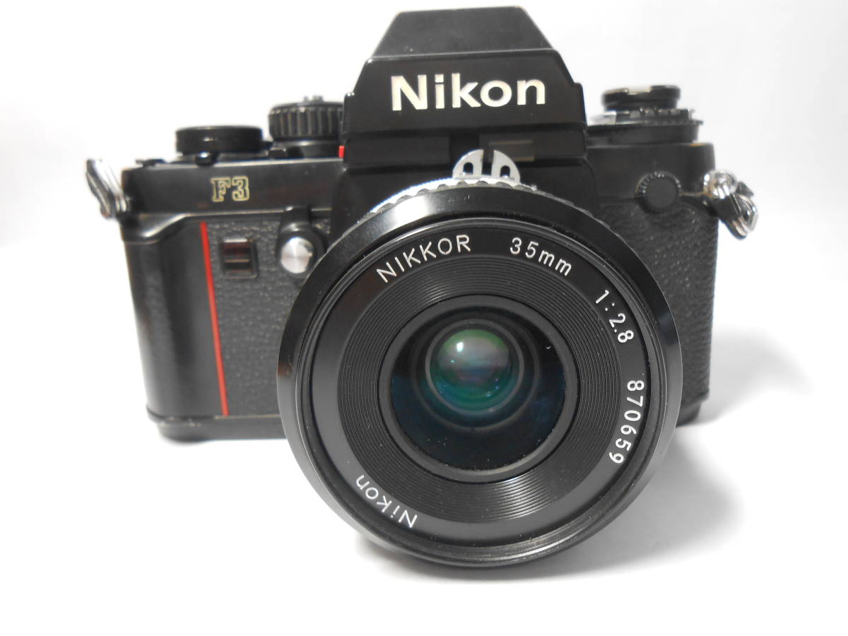 NO 53【NIKON MF １眼レフ　フィルムカメラ】F-3アイレベル　ブラックボディ＆NIKKOR ３５ｍｍ１：２.8付き_画像2