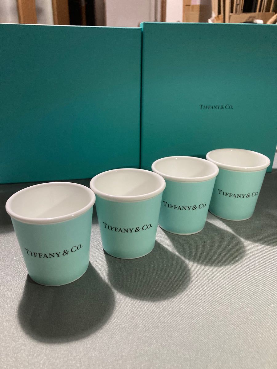 TIFFANY ペーパーカップ 4個セット ショッパー&リボン付き-