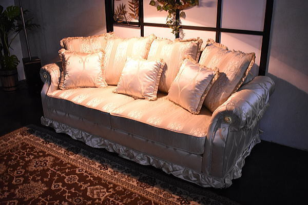 ST4-2M02-KC=[ prompt decision opening installation new goods unused goods ] European style large 3 seater . sofa [ elegant cloth-covered 3P ivory outlet modern 