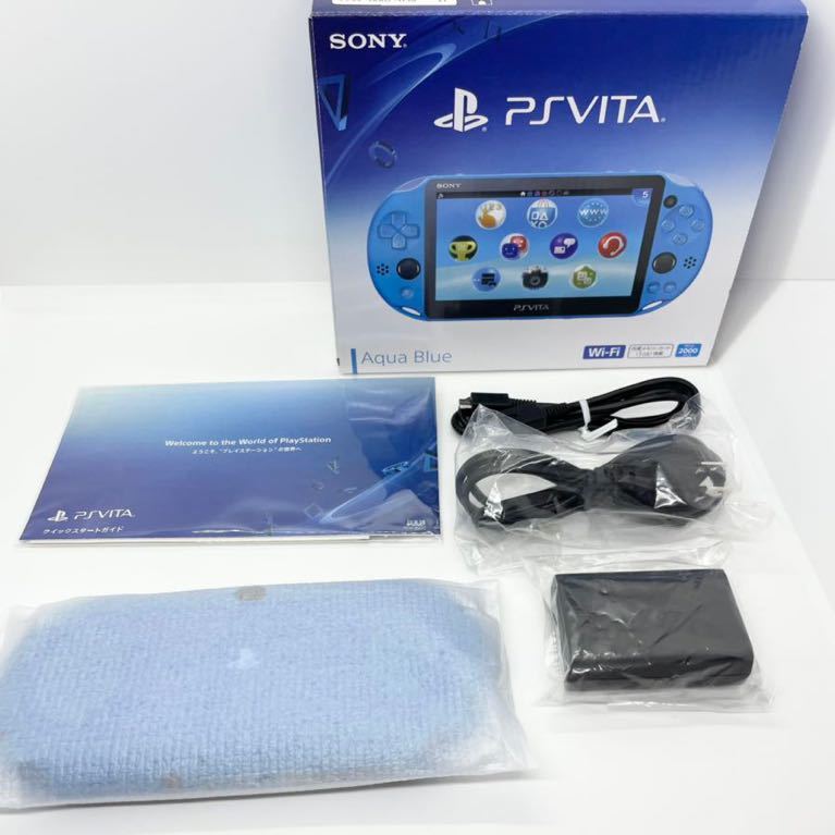 【新品同様】PlayStation Vita PCH-2000 Wi-Fiモデル アクアブルー ver3.60_画像1