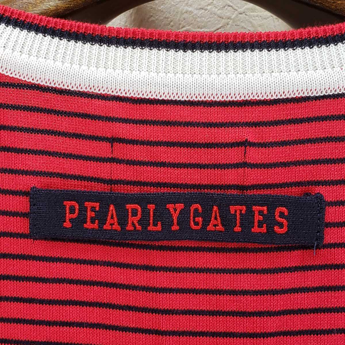 美品◆正規品 PEARLY GATES パーリーゲイツ コットン/綿100％ サマーニットベスト/薄手セーター/ゴルフウェア(サイズ4/メンズM位)レッド/赤