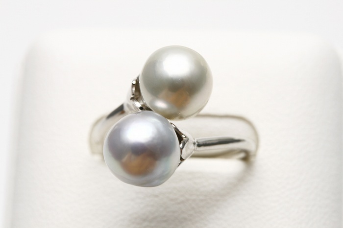  south . White Butterfly pearl pearl ring [ ring ] 8mmUP multicolor silver made ring frame 