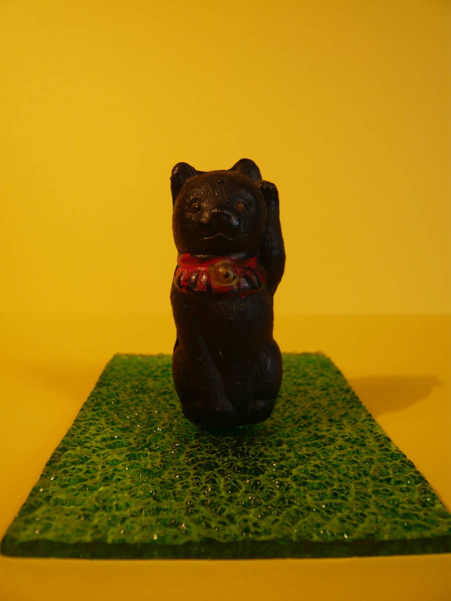 珍品　招き猫　黒猫　セルロイド製　高さ約5.8cm_画像2