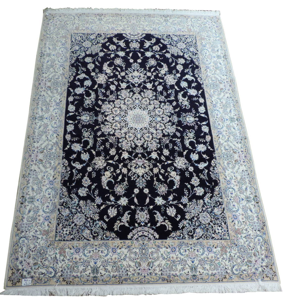 ペルシャ絨毯 カーペット ラグ ウール＆シルク 手織り 高級 ペルシャ絨毯の本場 イラン ナイン産 大型サイズ 312cm×217cm 本物保証 直輸入