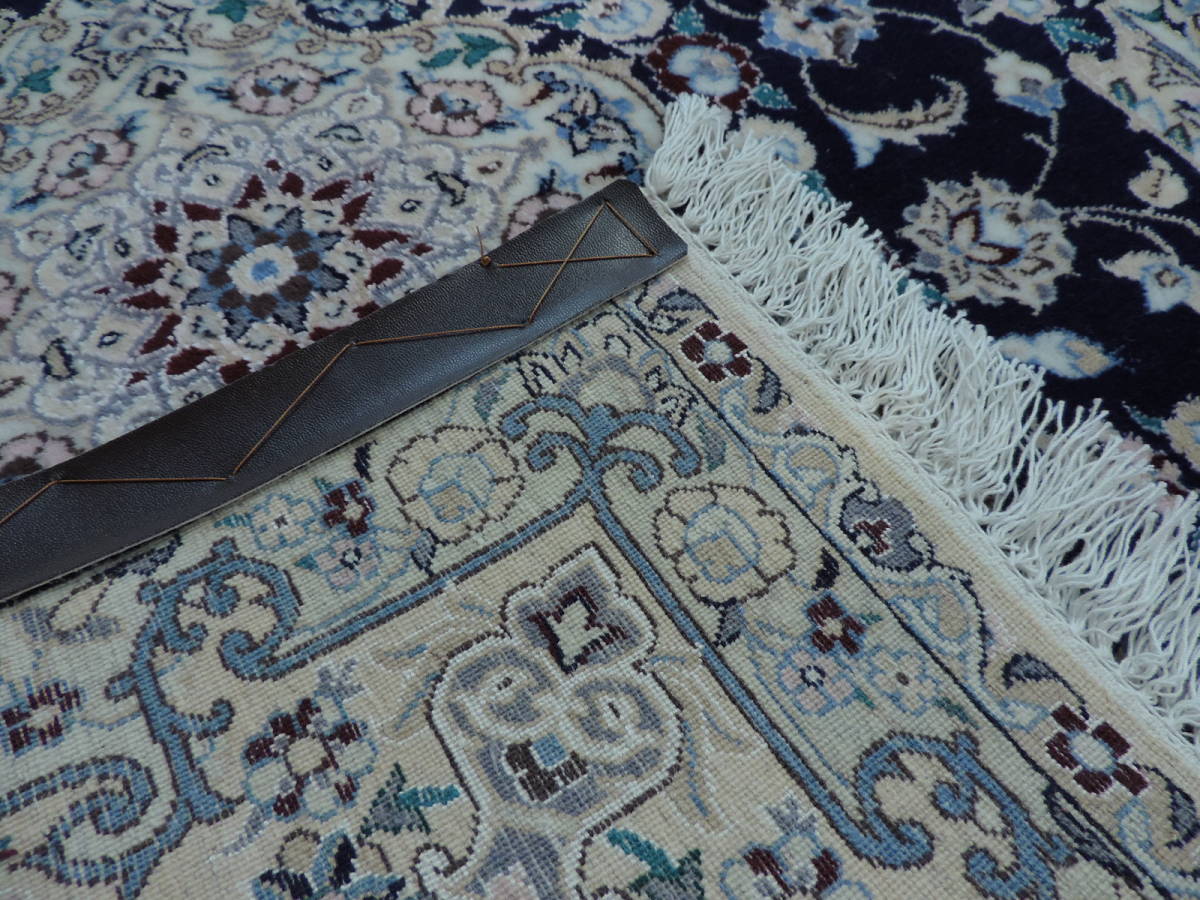 ペルシャ絨毯 カーペット ラグ ウール&シルク 手織り 高級 ペルシャ絨毯の本場 イラン ナイン産 6LA 玄関マット 120cm×83cm 本物保証_画像6