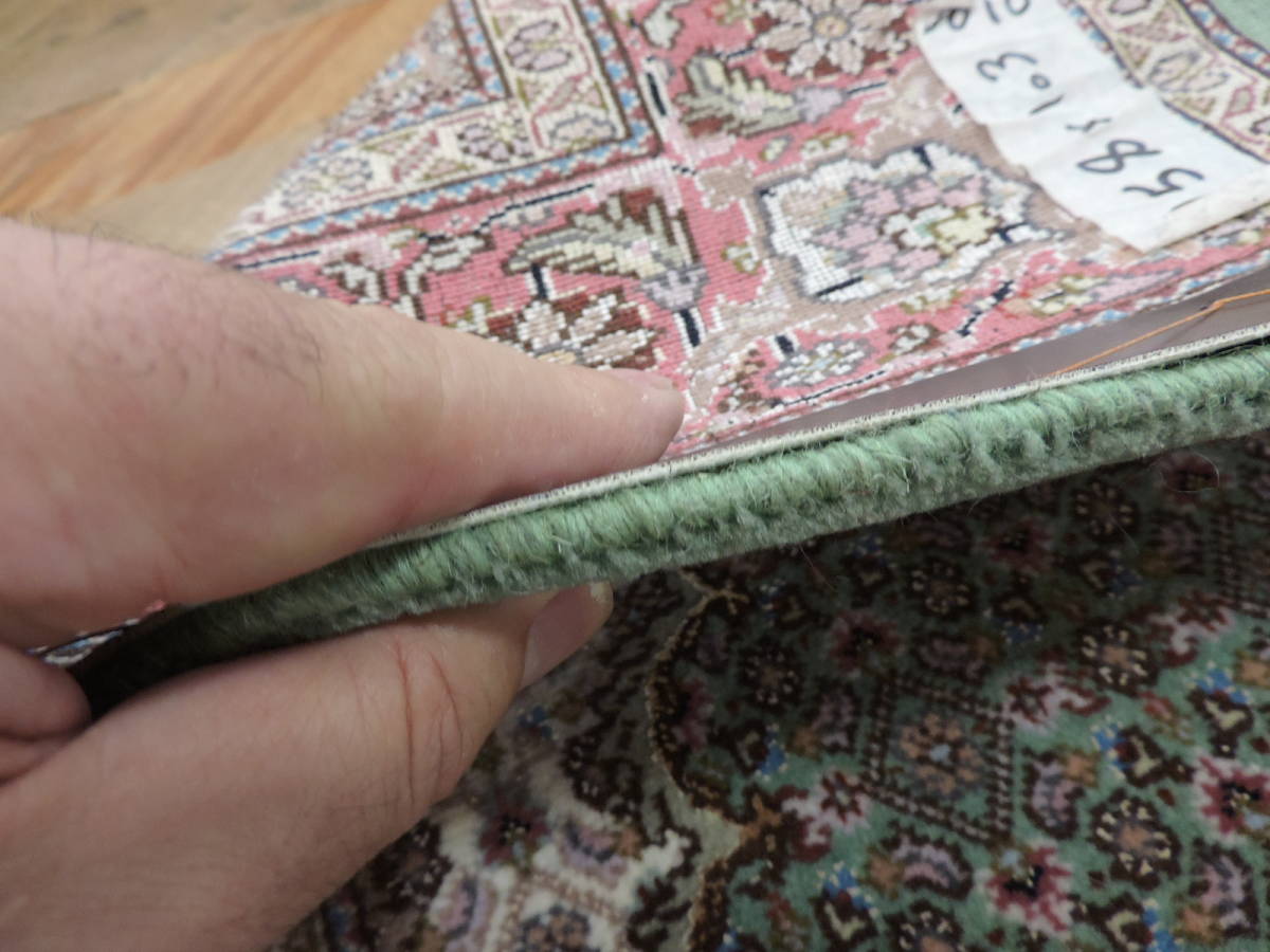 ペルシャ絨毯 カーペット ラグ ウール&シルク 手織り ペルシャ絨毯の本場 イラン タブリーズ産 マヒーデザイン 玄関マット 155×103cm_画像7