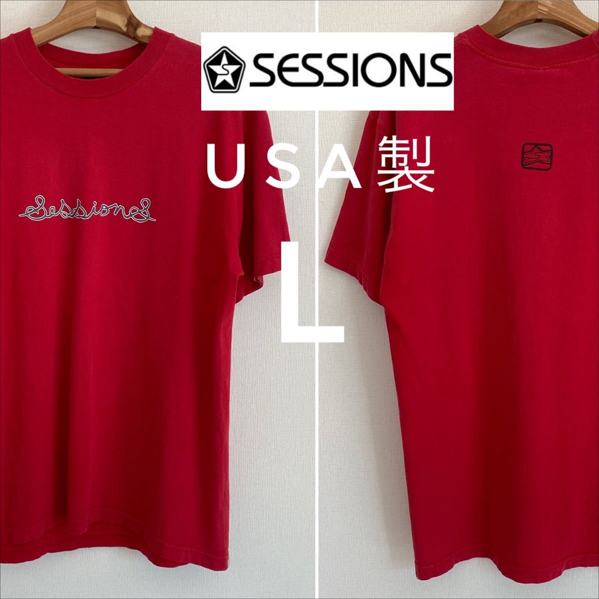 激レア 90'S SESSIONS セッションズ USA製 Tシャツ L 赤 レッド 激レア 90'S SESSIONS セッションズ USA製 Tシャツ L 赤 レッド
