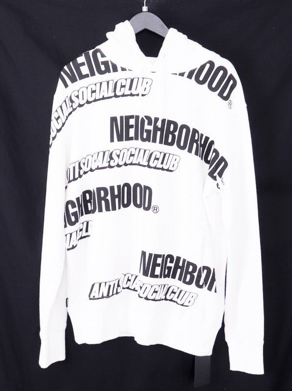 未使用品 アンチソーシャル ネイバーフッド ANTI SOCIAL SOCIAL CLUB × NEIGHBORHOOD ASSC C-HOODED LS スウェットパーカー L ホワイト /X