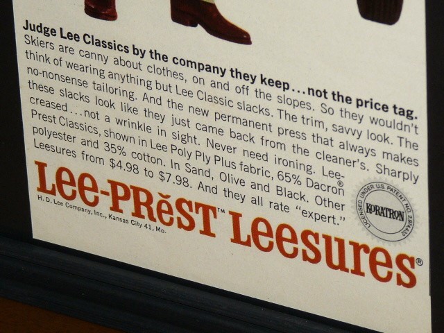 1965年 USA 60s 洋書雑誌広告 額装品 Lee リー Prest Leesures (A4size) / 検索用 店舗 ガレージ ディスプレイ 看板 装飾 VW ワーゲン_画像4