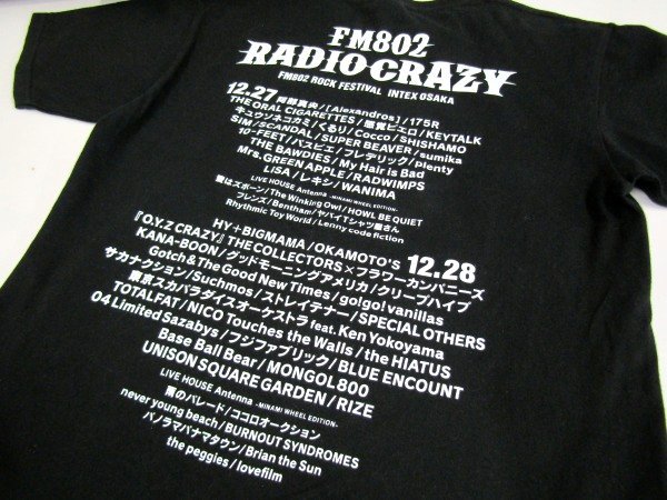 V0843：FM802 ROCK FESTIVAL RADIO CRAZY 半袖Tシャツ/黒/L プリントTシャツ カットソー フェスグッズ バンT：35_画像9