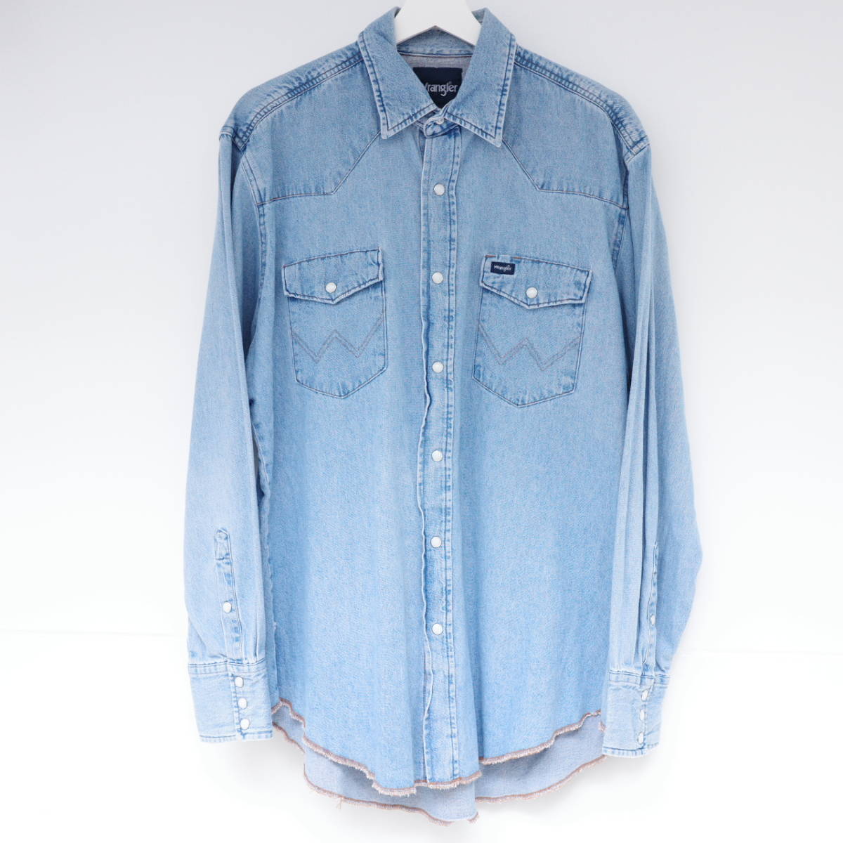 見事な ice Lサイズ相当 デニムシャツ ラングラー blue Shirt denim