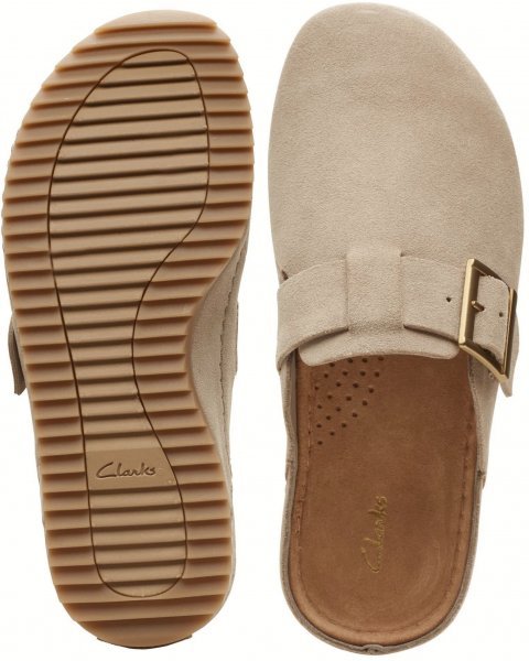 Clarks Clarks 25.5cm sliding mules Sand suede leather sandals sneakers Flat Loafer ballet pumps RRR52