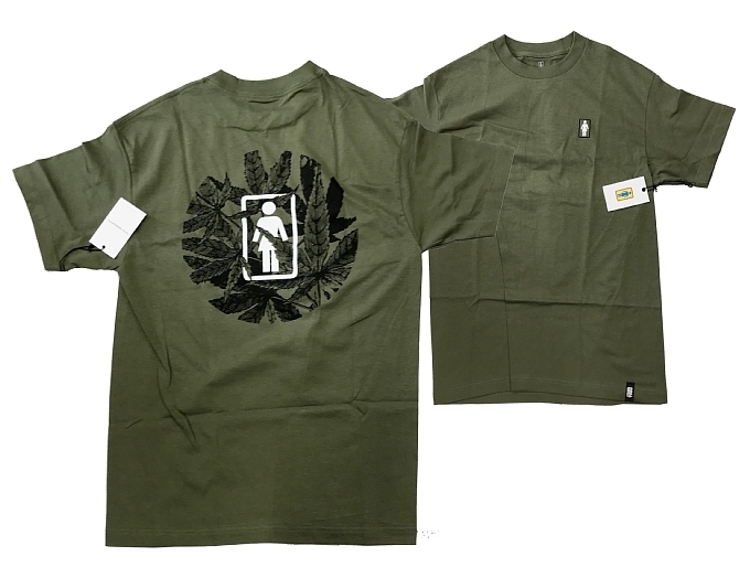 【送料無料】GIRL ガール SMOKE SESSION Tシャツ MILITARY/Lサイズ 新品_画像1