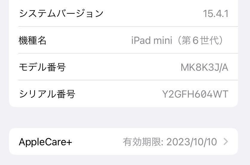 iPad mini 6 256GB SIMフリー セルラー Apple Pencil AppleCare付