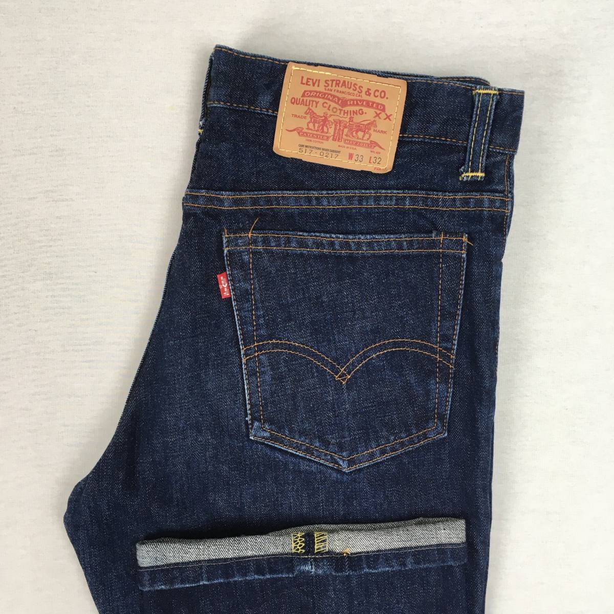 Levi's リーバイス 517-0217 米国製 バレンシア工場 555刻印 ジーンズ W33 L32 サドルマン ブーツカット ジップフライ