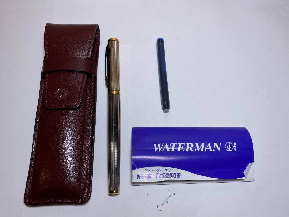 ☆WATERMAN ウォーターマン　万年筆　18K 750 金使用　保証書　ケース　詰め替えインク付き　文房具　筆記用具☆A-15_画像1