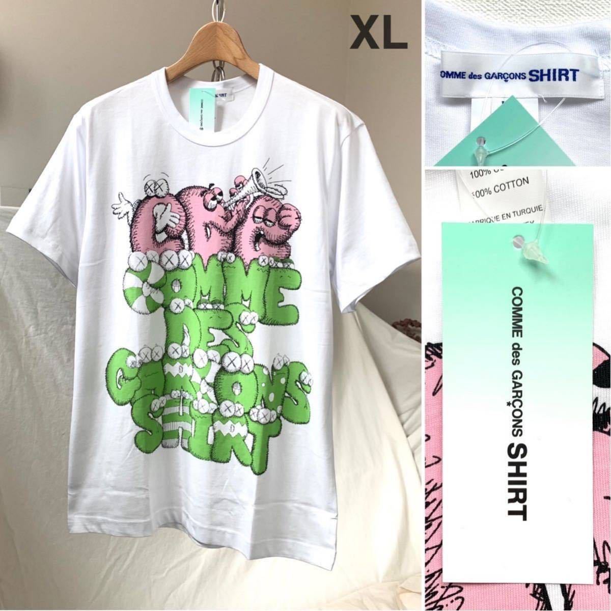 XL 新品 2021AW コムデギャルソンシャツ カウズ KAWS コラボ CDG ロゴ 半袖 Tシャツ X メンズ Comme des Garcons Shirt FH-T004 新作 希少_画像1