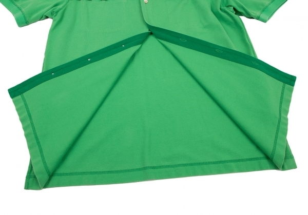 パパスPapas コットンストレッチフロント切替鹿の子半袖シャツ 緑50L 【メンズ】_画像8