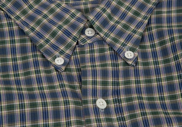  Kaneko Isao KANEKO ISAO over check button down long sleeve shirt blue green other L [ men's ]