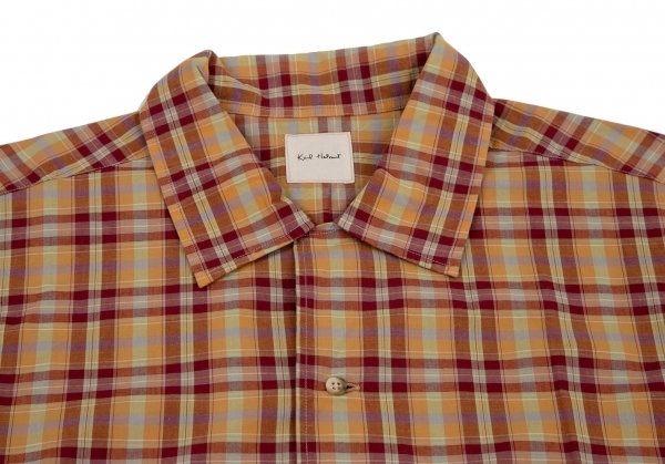  Karl hell mKarl Helmut over check open color cotton short sleeves shirt mustard red other M rank [ men's ]