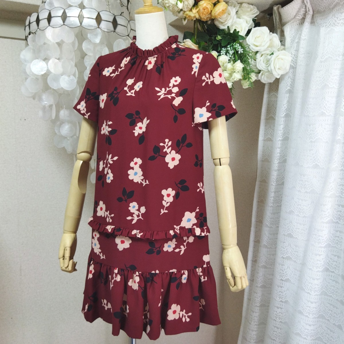 新品同様 XS ケイトスペード 朱赤 ピンク 花柄 ギンガム 新品同様 XS ケイトスペード 朱赤 ピンク 花柄 ギンガム