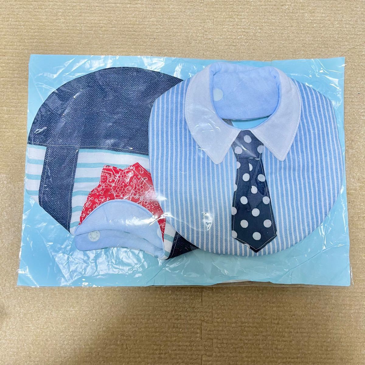 【新品未使用】スタイ 赤ちゃん 2枚セット おしゃれ ネクタイ ブルー スカーフ ハンドメイド