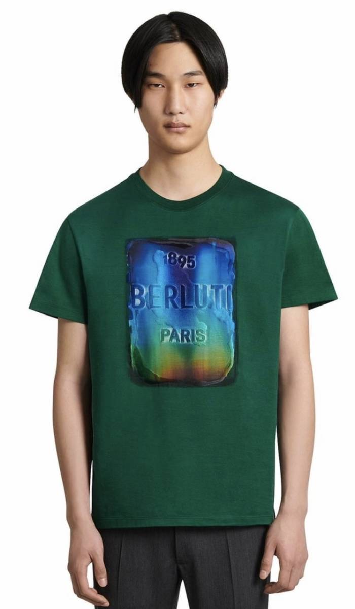 定価10万 新品 BERLUTI フロントホログラフィックTシャツ 2XL グリーン