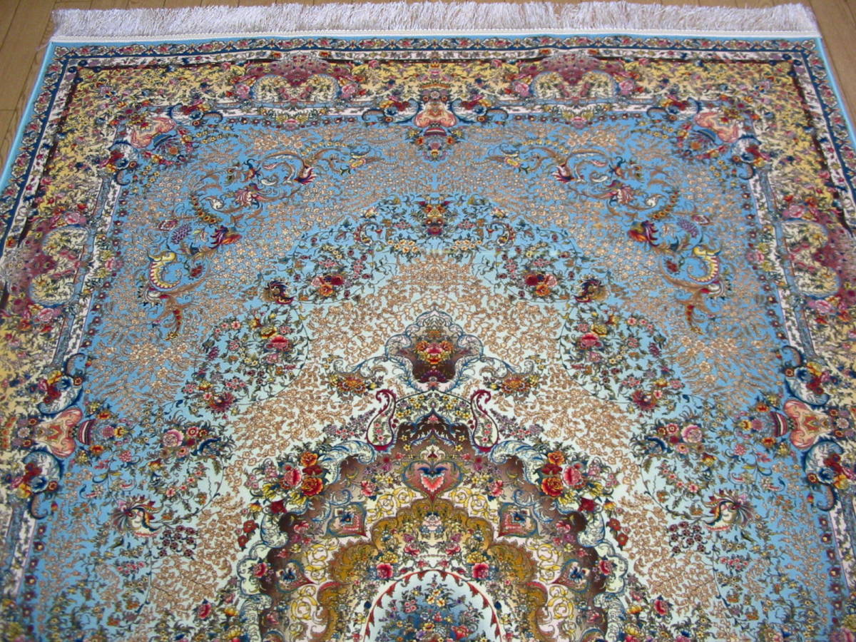 ペルシャ絨毯 新品 ビスコース シルク100％ 機械織り 225 × 150cm