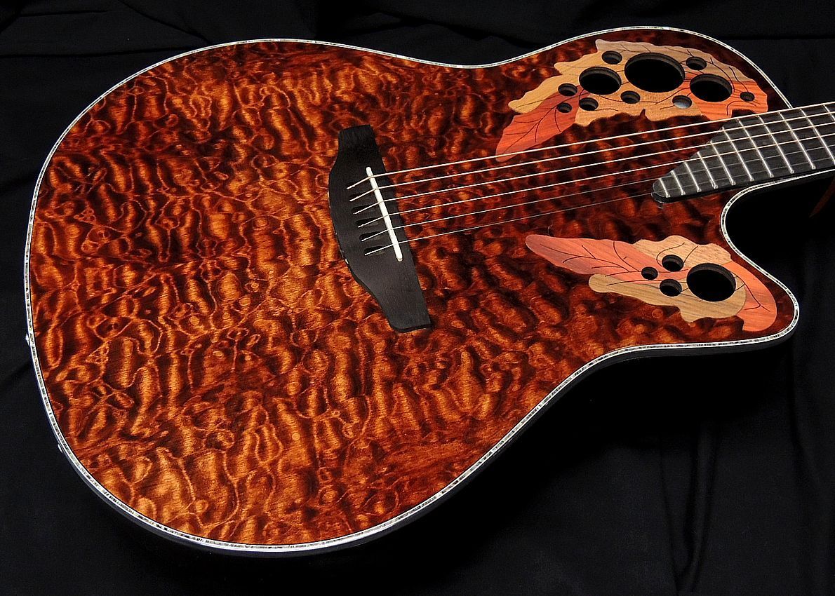 OVATION Celebrity Elite Exotic Mid Depth CE44P TGE Dark Tiger Eye