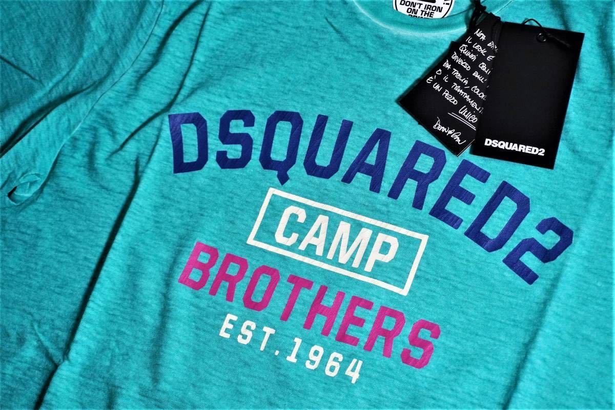 【新品/正規品】3.7万円 M Dsquared2 ディースクエアード 春夏シーズンに映える ヴィンテージライク ラグジュアリー エメラルド Tシャツ_画像4