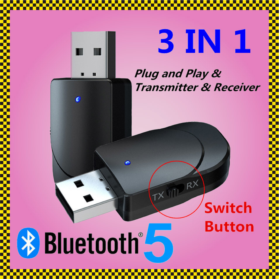 Bluetooth 5.0 オーディオレシーバートランスミッター 3 で 1 ミニ 3.5 ｍｍジャック Aux USB ステレオ音楽用テレビカー Pc ヘッドフォン