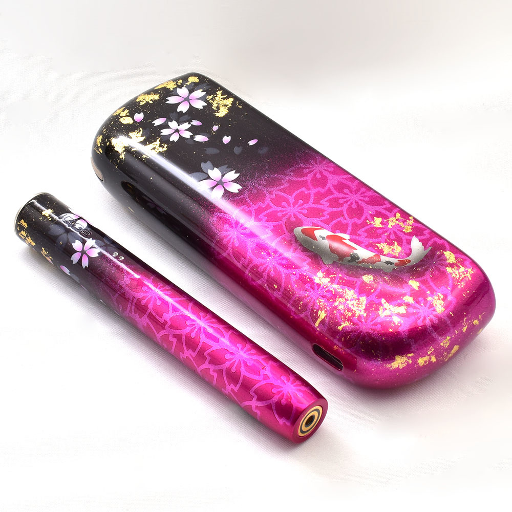 オーダー制作 アイコスイルマ 本体 桜柄 鯉 金箔押し ピンク オーダー制作 アイコスイルマ 本体 桜柄 鯉 金箔押し ピンク