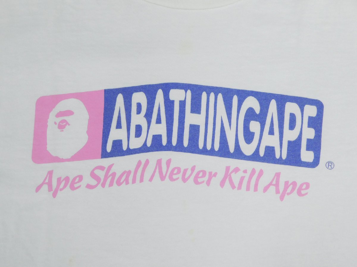 90's A BATHING APE 初期 エイプ Ｔシャツ Hanesボディ L 『APE SHALL NEVER KILL APE』 NIGO BAPE マイロ ヴィンテージ USED品 TI22-155_画像6