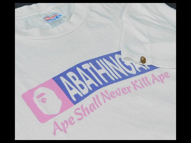 90's A BATHING APE 初期 エイプ Ｔシャツ Hanesボディ L 『APE SHALL NEVER KILL APE』 NIGO BAPE マイロ ヴィンテージ USED品 TI22-155_画像1