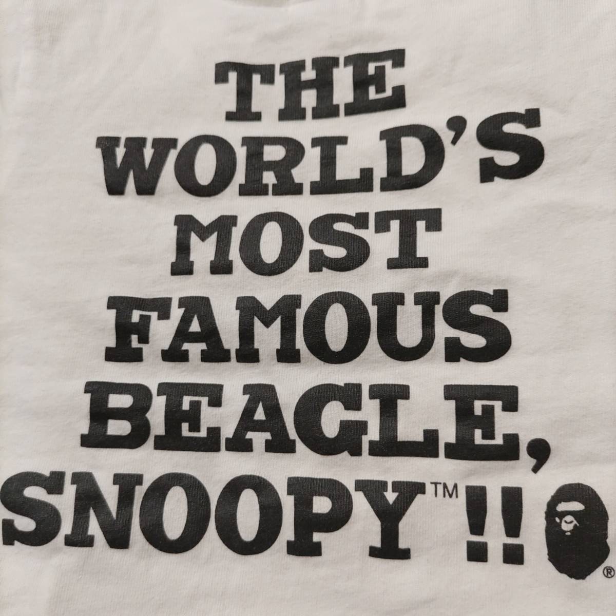  редкий сотрудничество золотой бирка сделано в Японии * Snoopy короткий рукав футболка 100cm Bape BAPE KIDS белый белый камуфляж 90 Ape A BATHING APE Bay sing Ape SNOOPY Kids 95
