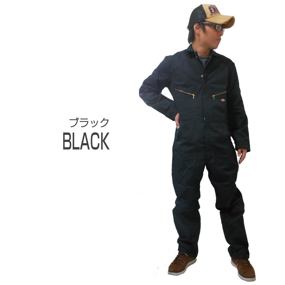 【製品割引】Dickies ディッキーズ 秋冬 長袖 オリジナル つなぎ 4879 ブラック×ゴールド サイズ M つなぎ、オーバーオール